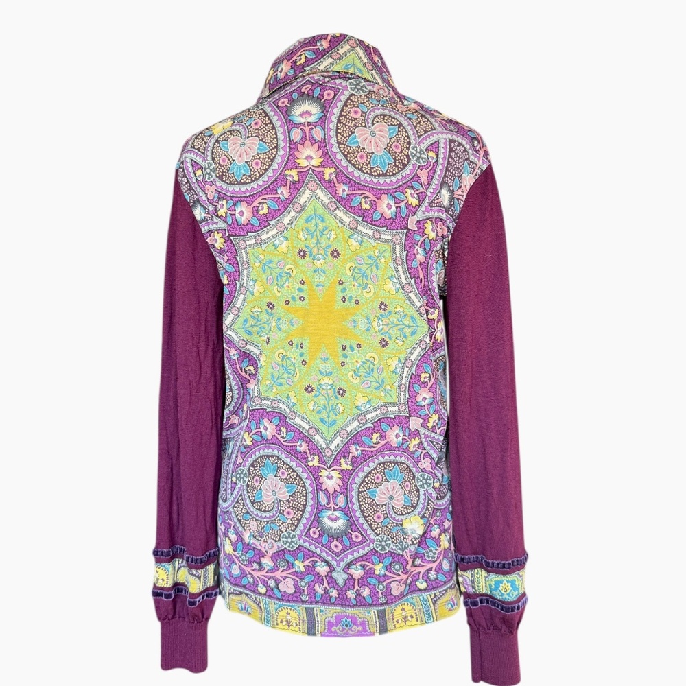 Etro‎ Vintage Look Purple & Green Wool Paisley Floral Top Sz M - Picture 7 of 10